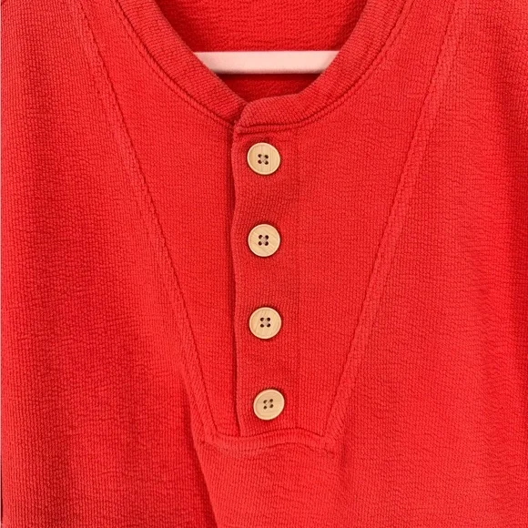 Universal Thread Red Half Button-Down Women's Knit Shirt - Picture 3 of 6